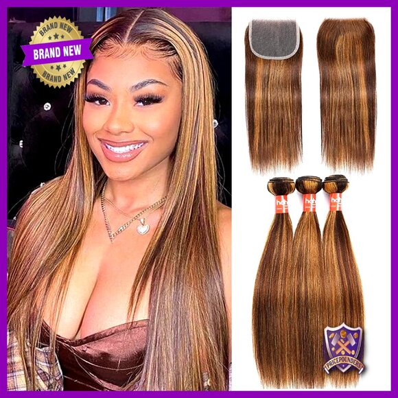 Brazilian Virgin Human Hair Bundles with 4x4 Lace Closure for Sew In main image 5